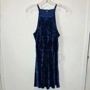 Lulus, US size small. Velvet Sleeveless Dress in Deep Blue